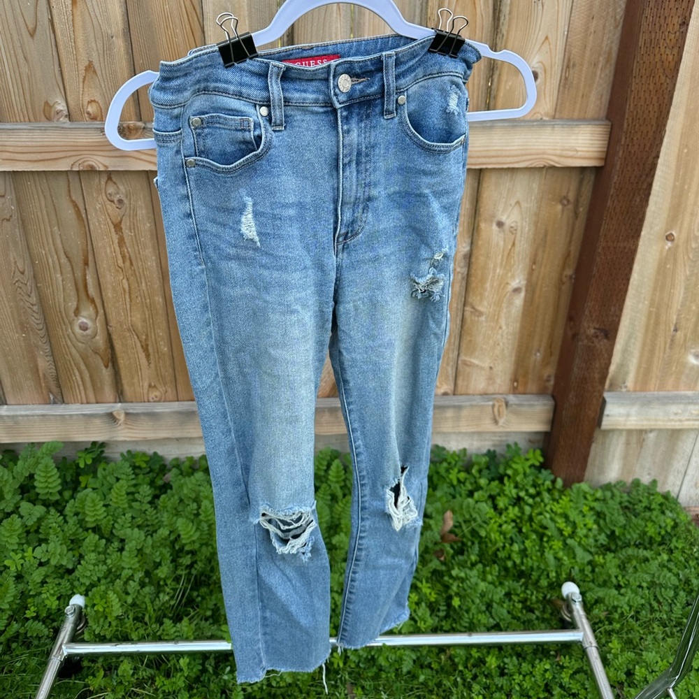 Guess Light Blue Distressed Skinny Jeans